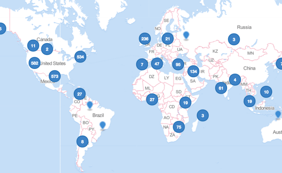 Tweets about #Syria from all around the world